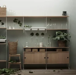 String String Shelves|Display & Glass Cabinets*cabinet with sliding door, Oak, 78x30 cm Beige