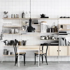 String Dining Tables|String Shelves*folding table, Ash-white metal legs Beige