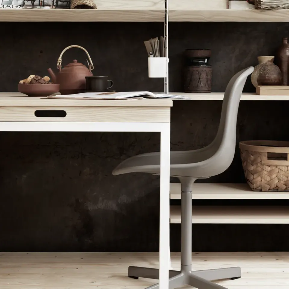 String Dining Tables|String Shelves*folding table, Ash-white metal legs Beige