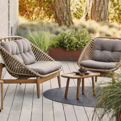 Cane-line Garden Sofas & Garden Benches|Balcony Furniture*String 2-seater sofa teak legs, Airtouch taupe Beige