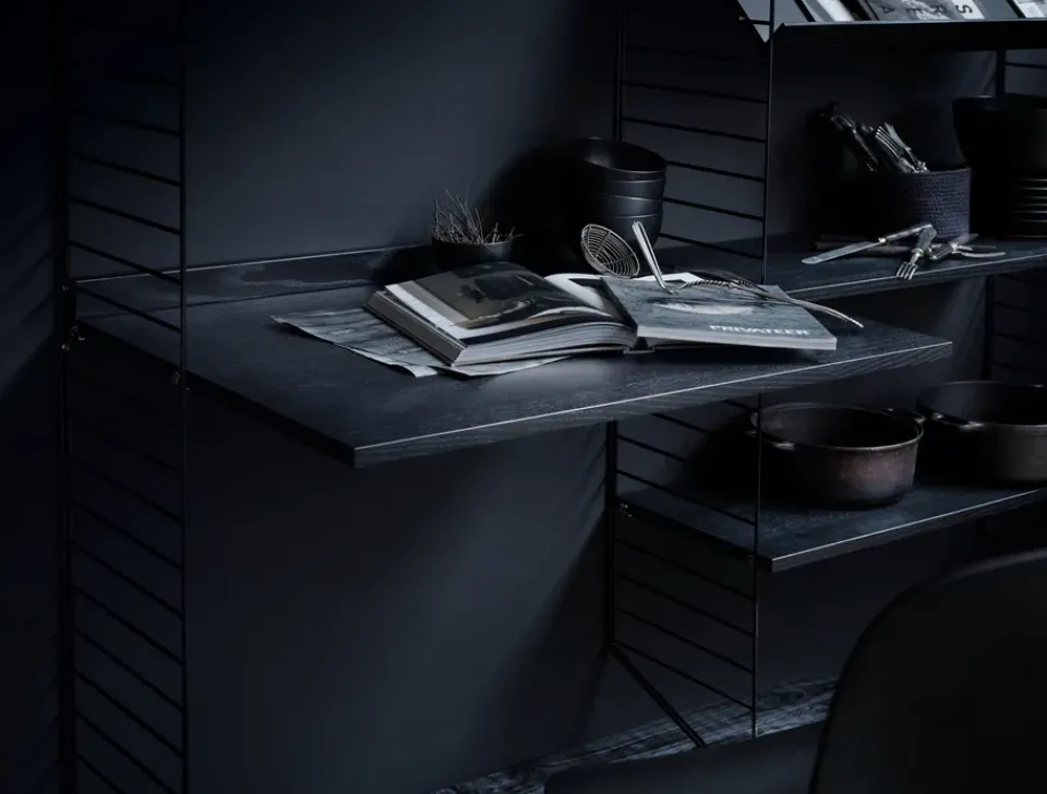 String Desks|String Shelves*worktop, -stained ash, 78x58 cm Black