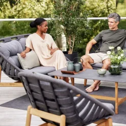 Cane-line Outdoor Lounge Furniture*Strington lounge armchair, Airtouch dark -teak Grey