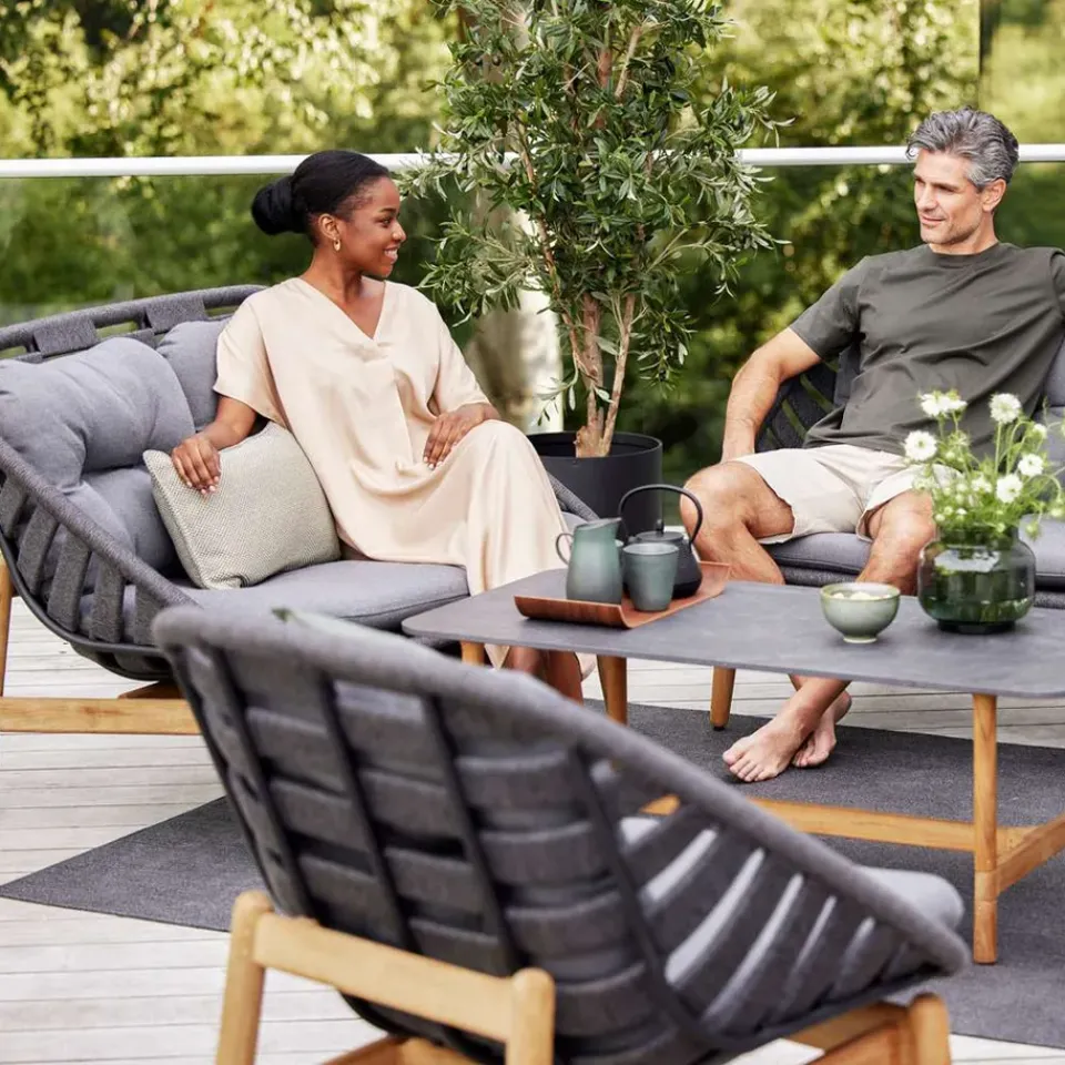 Cane-line Outdoor Lounge Furniture*Strington lounge armchair, Airtouch dark -teak Grey