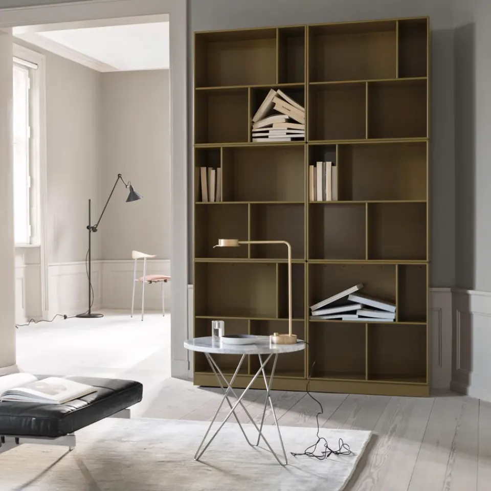 OX Denmarq Coffee Tables*Tall Mini O Table coffee table, marble . stainless steel stand Brown