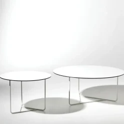 SMD Design Coffee Tables*Tellus coffee table, , chrome stand, h44 d64 White
