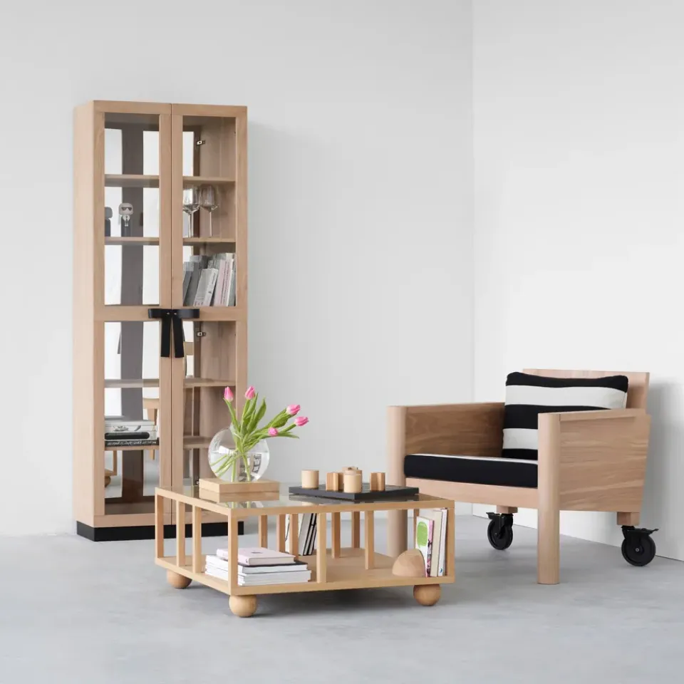 A2 Display & Glass Cabinets*The Bow display cabinet, White oiled oak Beige
