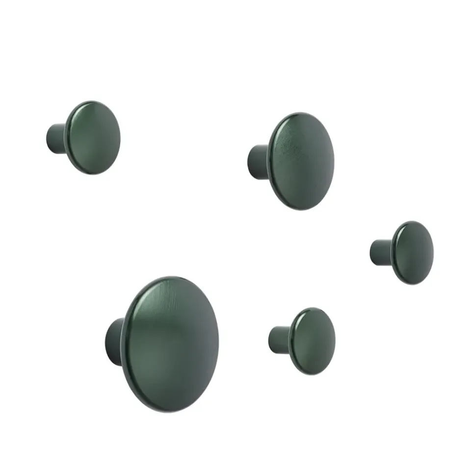 Muuto Clothes Hooks & Hangers*The Dots clothes hook metal 5 pack, Dark Green