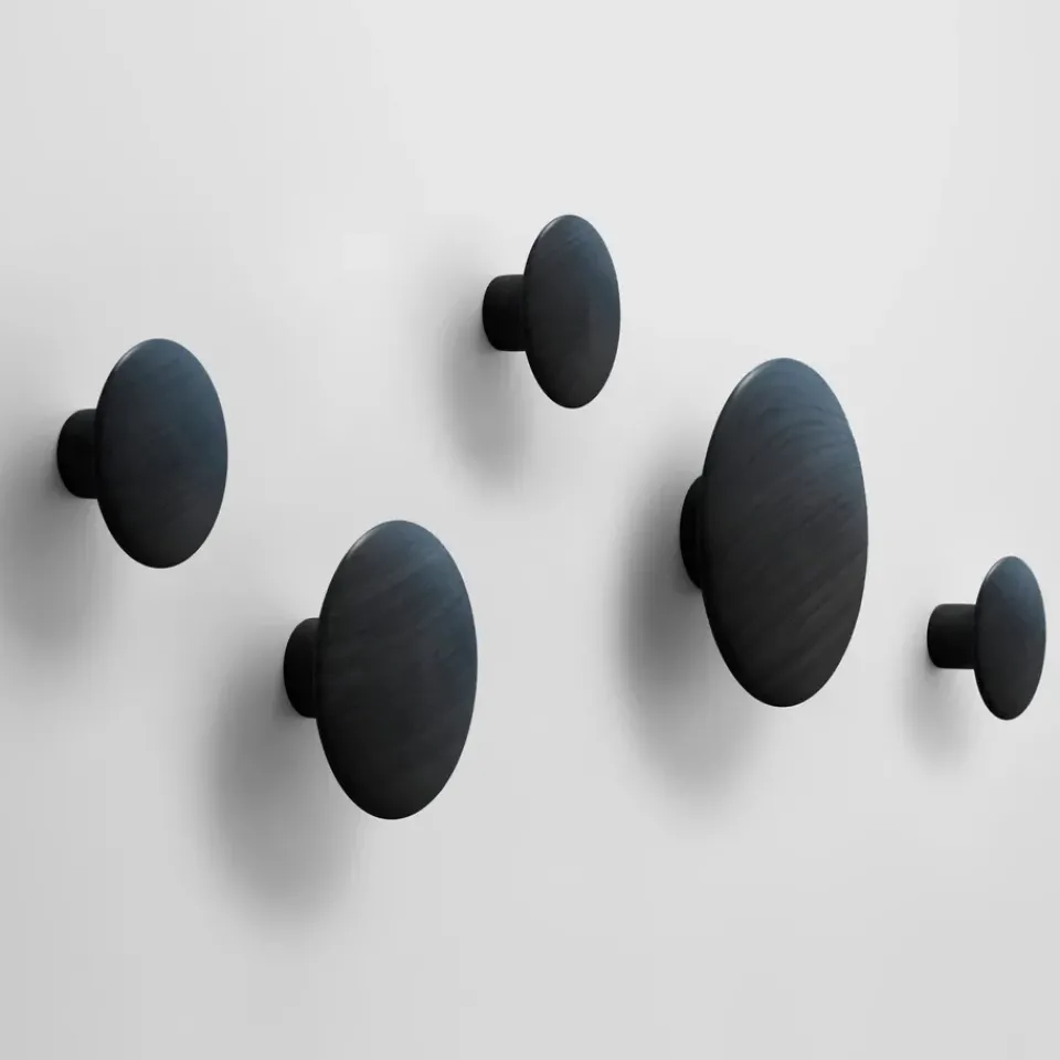 Muuto Clothes Hooks & Hangers*The Dots coat hook , Ø9 cm Black