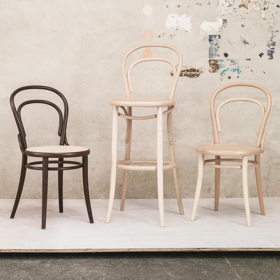 TON Chairs*no.14 chair, Coffee B4-New rattan seat Brown