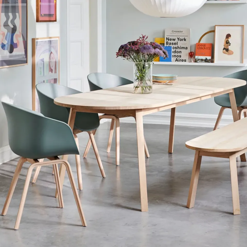HAY Dining Tables*Triangle Leg dining table, Lacquered oak, 200x85 cm Beige