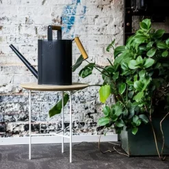 Mavis Side Tables*Tribeca side table, oak oil rustic, black legs, ø47 cm Beige