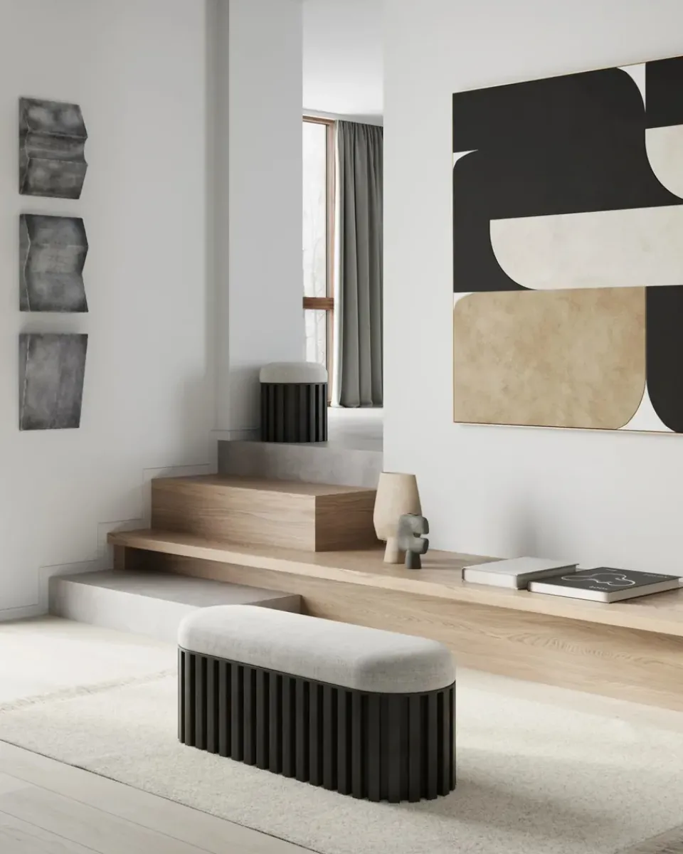 101 Copenhagen Benches*Tribu bench linen, Coffee-white chalk BrownBlack