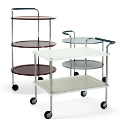 SMD Design Serving Trolleys*Trolley Round basic serving trolley, Wine , chrome frame Red