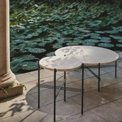 GUBI Table For Outdoor Use|Outdoor Lounge Furniture*TS Outdoor coffee table, travertine - black White