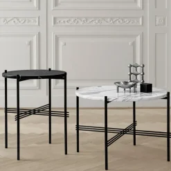GUBI Coffee Tables*TS Round coffee table, marquina marble, ø80, stand Black
