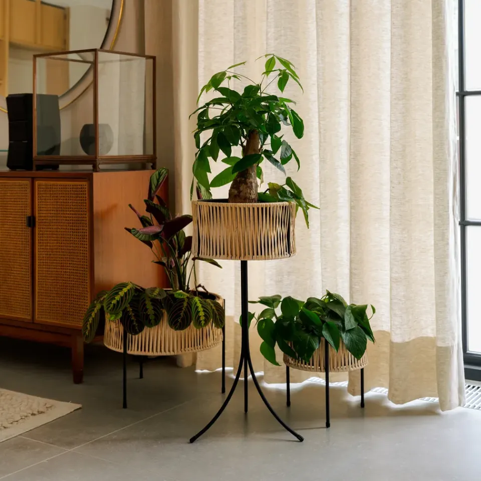 Audo Copenhagen Garden Details & Accessories*Umanoff planter flower box rattan-steel, h69 cm Ø36,5 cm Beige
