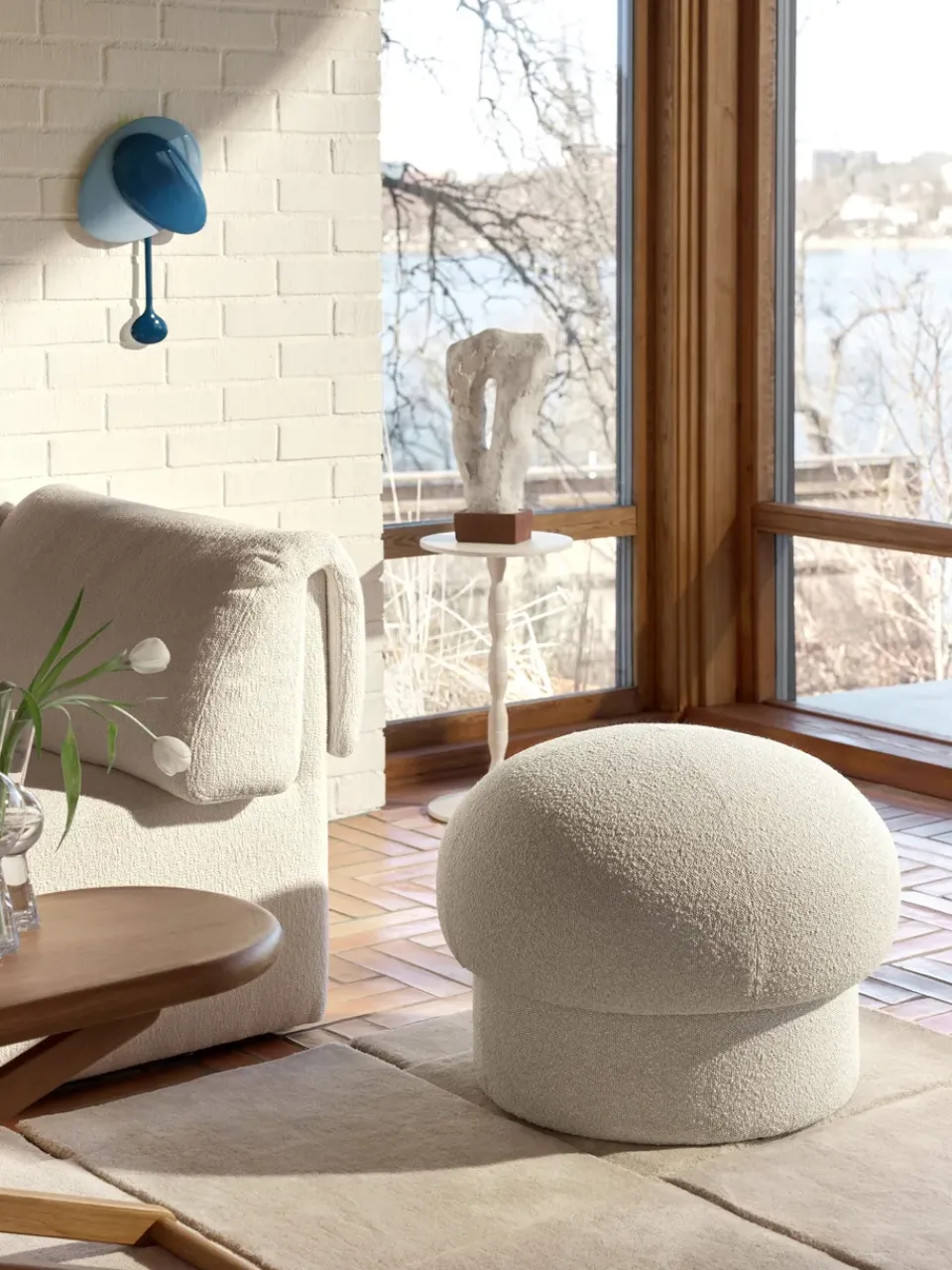 Design House Stockholm Sitting Poufs*Uno pouf Ø65 cm, Cream White