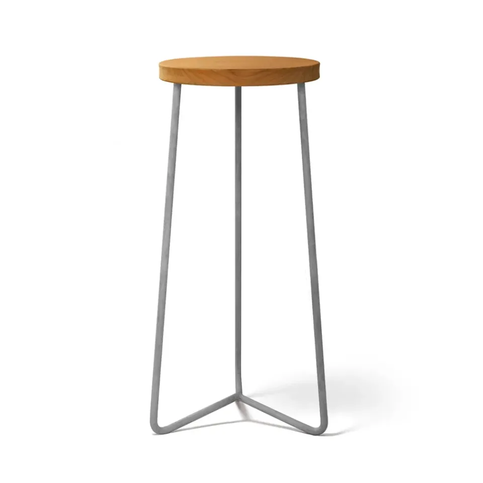 Grythyttan Stålmöbler Seating*V-1 stool, Teak-hot-dip galvanized steel stand, 63 cm Brown