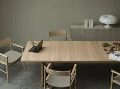 Mavis Dining Tables*Vaud dining table, White pigmented oak, 2 pcs inserts Brown