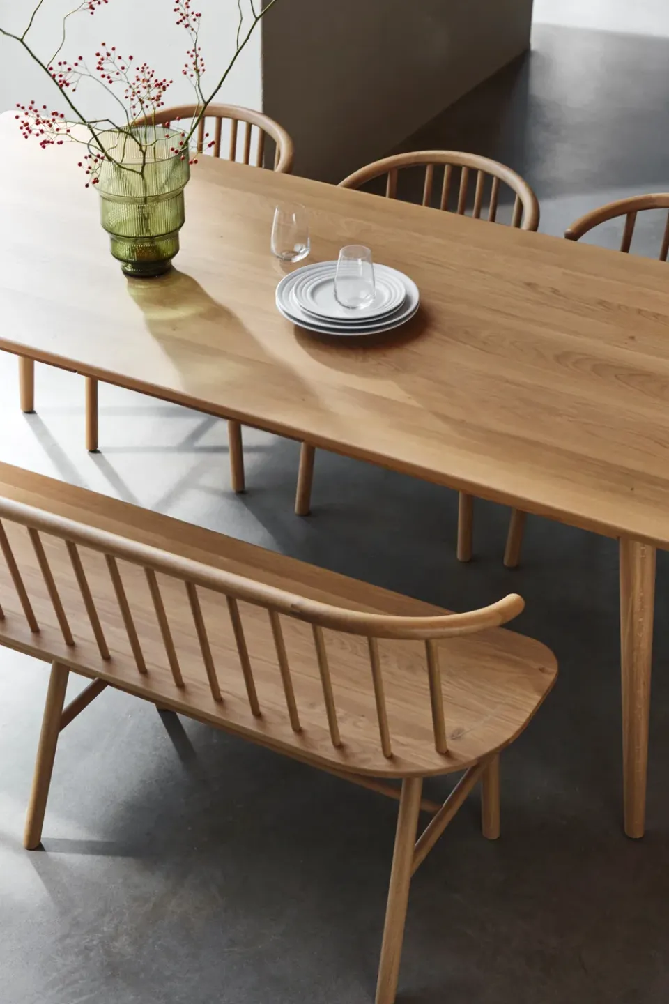 NJRD Sofas*VIOR bench with backrest, Lacquered oak Beige