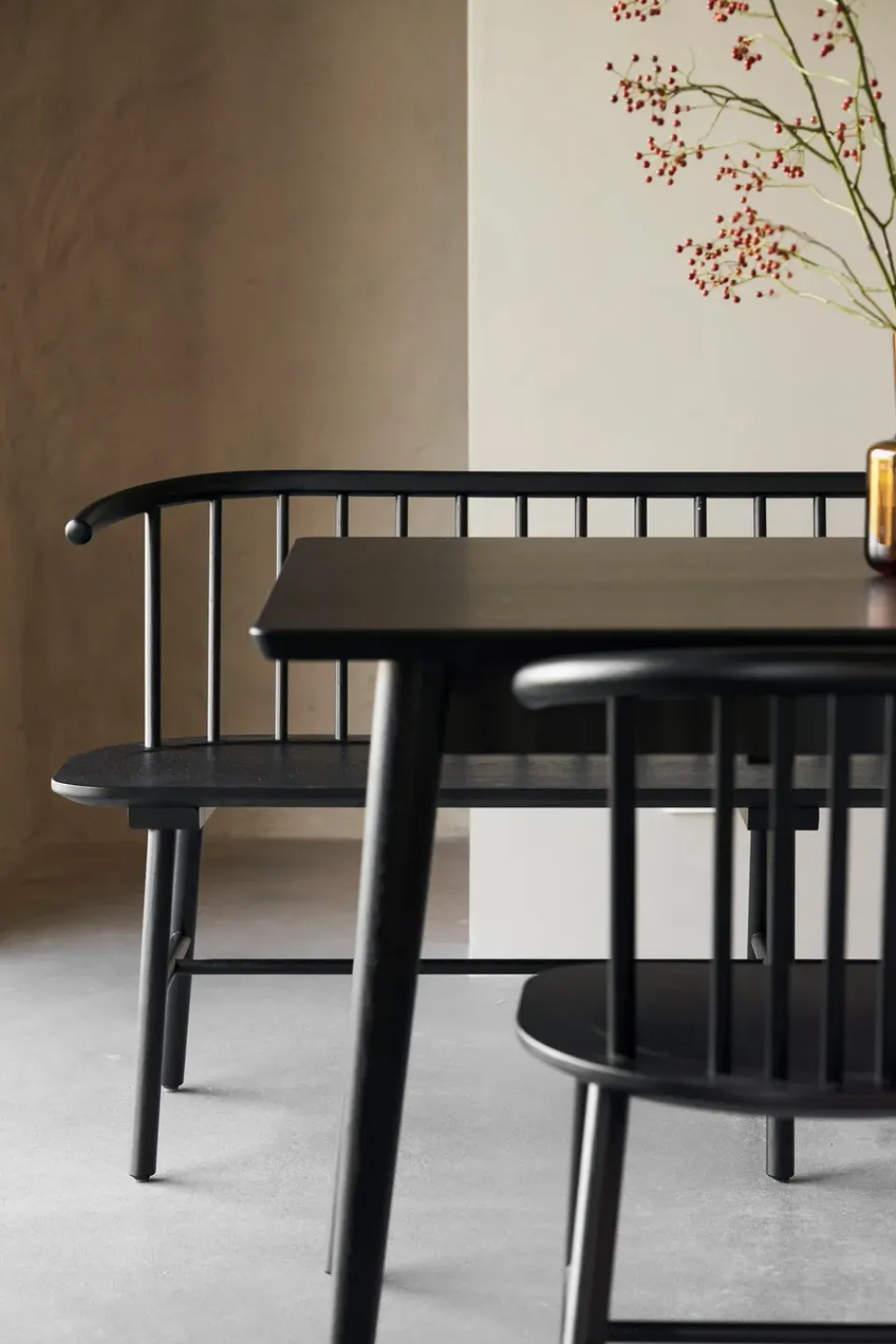 NJRD Sofas*VIOR bench with backrest, Black lacquered oak Beige
