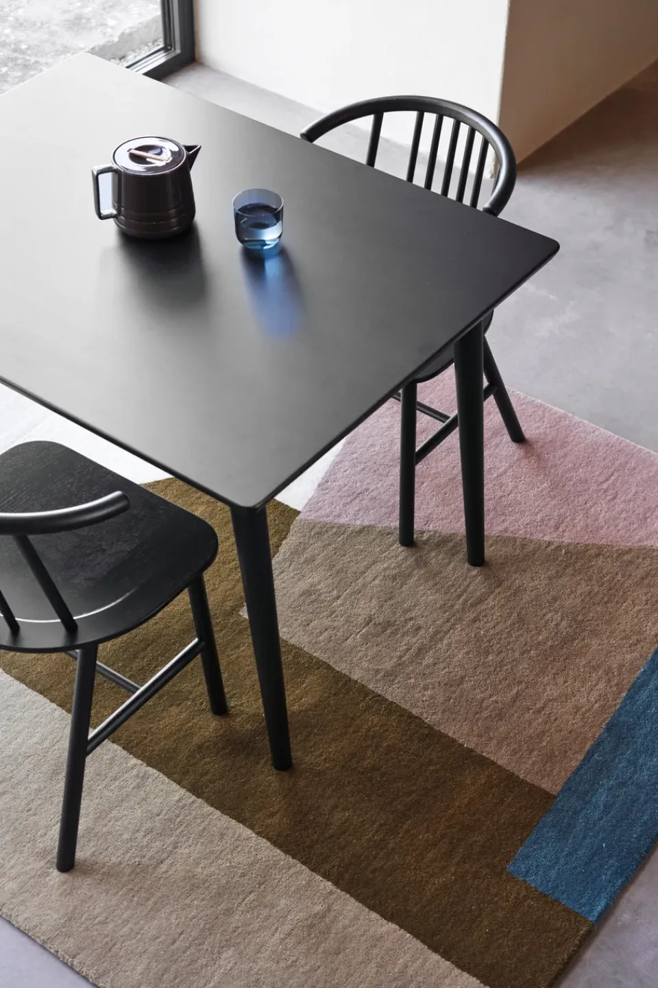 NJRD Chairs*VIOR dining chair, Black lacquered oak Beige