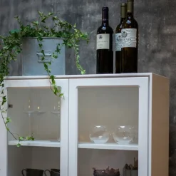 Mavis Display & Glass Cabinets*Volt display cabinet 130 cm lacquer, Details in stainless steel White